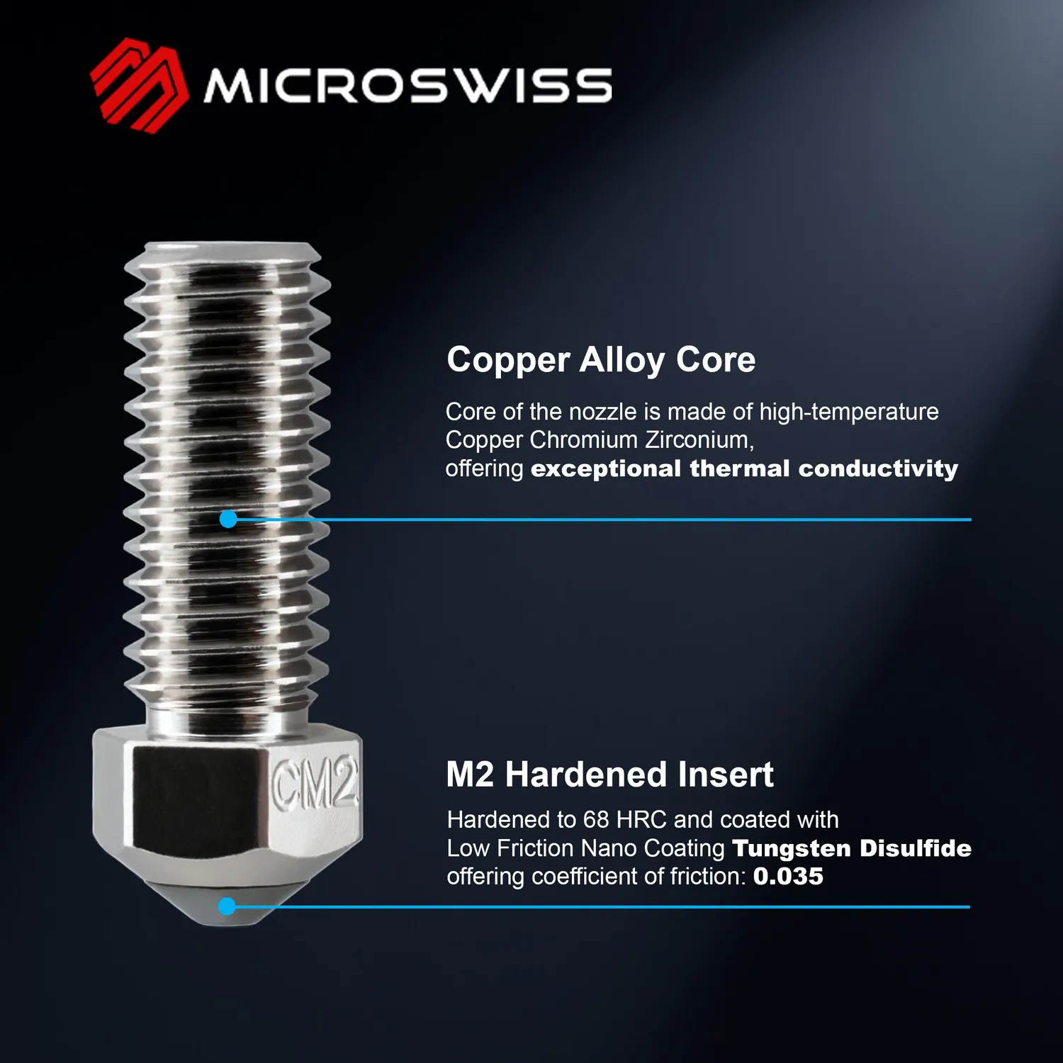 Micro Swiss CM2 Q1 Pro / X-Max 3 / X-Plus 3 nozzle gehard